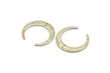 Silver Moon Charm, 8 Silver Tone Textured Brass Crescent Moon Charms With 2 Holes, Connectors (27x25x1mm) D0761 H0798