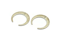 Silver Moon Charm, 8 Silver Tone Textured Brass Crescent Moon Charms With 2 Holes, Connectors (27x25x1mm) D0761 H0798