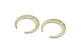 Silver Moon Charm, 8 Silver Tone Textured Brass Crescent Moon Charms With 2 Holes, Connectors (27x25x1mm) D0761 H0798