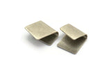 Silver Ribbon Crimp, 8 Antique Silver Plated Brass Ribbon Crimp Ends, Findings (12x15mm) D1341