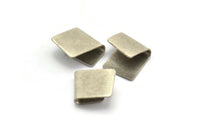 Silver Ribbon Crimp, 8 Antique Silver Plated Brass Ribbon Crimp Ends, Findings (12x15mm) D1341
