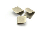 Silver Ribbon Crimp, 8 Antique Silver Plated Brass Ribbon Crimp Ends, Findings (12x15mm) D1341