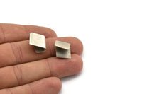 Silver Ribbon Crimp, 8 Antique Silver Plated Brass Ribbon Crimp Ends, Findings (12x15mm) D1341
