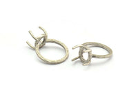 Claw Ring Blank, 2 Antique Silver Plated Brass Ring Settings with 4 Claws, Ring Blanks N0105-18