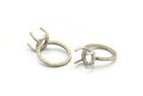 Claw Ring Blank, 2 Antique Silver Plated Brass Ring Settings with 4 Claws, Ring Blanks N0105-18