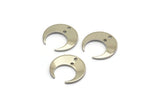 Silver Moon Charm, 12 Silver Tone Brass Crescent Moon Charms With 2 Holes (14x13.5x5x0.8mm) BS 2367 H1378