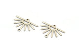 Silver Sun Charm, 12 Antique Silver Plated Brass Sun Charms With 2 Loops (25x17x0.70mm) M01393