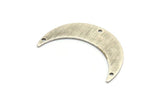 Silver Moon Charm, 6 Textured Antique Silver Plated Brass Crescent Moon Charms With 3 Holes, Connectors (35x9x0.80mm) M174