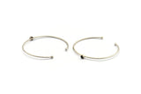 Silver Round Cuff, 2 Antique Silver Plated Brass Bracelet Stone Setting With 1 Pad - Pad Size 5mm D1652