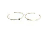 Silver Round Cuff, 2 Antique Silver Plated Brass Bracelet Stone Setting With 1 Pad - Pad Size 5mm D1652