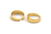 Gold Smooth Ring, 2 Gold Plated Brass Adjustable Smooth Rings, Ring Settings (21x7mm) A2570