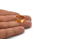 Gold Smooth Ring, 2 Gold Plated Brass Adjustable Smooth Rings, Ring Settings (21x7mm) A2570
