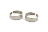 Silver Smooth Ring, 4 Antique Silver Plated Brass Adjustable Smooth Rings, Ring Settings (21x7mm) A2570
