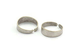 Silver Smooth Ring, 4 Antique Silver Plated Brass Adjustable Smooth Rings, Ring Settings (21x7mm) A2570