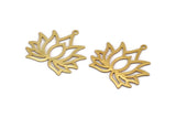 Lotus Flower Charm, 6 Gold Plated Brass Lotus Flower Charms, With 1 Loop, Earrings, Findings (30mm) A1158 H0589