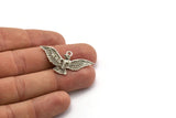 Silver Eagle Pendant, 2 Antique Silver Plated Brass Eagle Charm With 1 Loop, Eagle Pendants (40x20mm) N0411