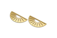Gold Sun Blank, 2 Textured Gold Plated Brass Semi Circle Blanks (36x17x0.60mm) M02073