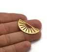 Gold Sun Blank, 2 Textured Gold Plated Brass Semi Circle Blanks (36x17x0.60mm) M02073