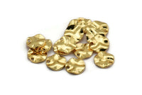 Gold Round Charm, 12 Gold Plated Brass Wavy Round Charms With 1 Hole, Findings (10x0.80mm) D1271