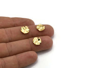 Gold Round Charm, 12 Gold Plated Brass Wavy Round Charms With 1 Hole, Findings (10x0.80mm) D1271