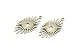 Silver Sunny Charm, 12 Textured Antique Silver Plated Brass Sunny Charms With 1 Loop (26x14x0.60mm) D1537