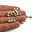 Silver Oval Bead, 10 Antique Silver Plated Brass Oval Industrial Findings, Spacer Beads (6x5mm) D0024
