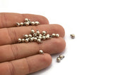 Silver Ball Charm, 8 Antique Silver Plated Brass Ball Charms With 1 Loop (4mm) D1718
