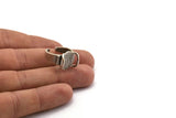 Huge Ring Setting, Antique Silver Plated Brass Gorgeous Ring Settings With 2 Claws, Ring Blanks (14.5x12.5x1.2mm) BS 1911