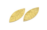 Brass Marquise Charm, 6 Raw Brass Leaf Pattarned Marquise Shaped Charms With 1 Hole (39x15x0.80mm) A5705