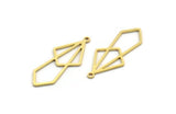 Brass Diamond Charm, 24 Raw Brass Diamond Shaped Charms With 1 Loop, Pendant Findings (33x13x0.80mm) A5703