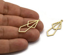 Brass Diamond Charm, 24 Raw Brass Diamond Shaped Charms With 1 Loop, Pendant Findings (33x13x0.80mm) A5703