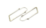 Silver Earring Wires, 4 Antique Silver Plated Brass Earring Studs, Wire Hoops  (49x15x1x0.70mm) D1568 Q0490