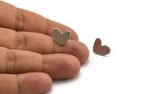 Silver Heart Earring, 6 Antique Silver Plated Brass Heart Stud Earrings (14x11x1mm) M854 A2238