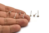 Silver Star Earring, 12 Antique Silver Plated Brass Star Stud Earrings (5mm) D1407