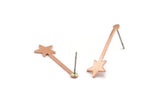 Copper Star Earring, 8 Raw Copper Star Stud Earrings (30x9x0.80mm) M02028