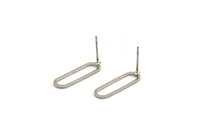 Silver Oval Earring, 8 Nickel Free Plated Brass Oval Stud Earrings (20x6x0.8mm) BS 1857 A1786 H0888