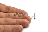 Silver Star Earring, 8 Antique Silver Plated Brass Star Stud Earrings (4mm) D1406