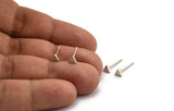Silver Triangle Earring, 8 Antique Silver Plated Brass Triangle Stud Earrings (4mm) D1454
