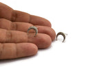 Silver Moon Earring, 6 Antique Silver Plated Brass Crescent Moon Stud Earrings (12x3x2mm) A2182