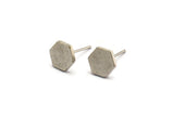 Silver Hexagon Earring, 8 Antique Silver Plated Brass Hexagon Stud Earrings (8mm) D1460