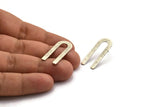 U Shape Earring, 6 Textured Antique Silver Plated Brass U Shaped Stud Earrings (30x13x0.80mm) M167 A1592