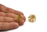 Gold Sun Earring, 2 Gold Plated Brass Rising Sun Flag Stud Earrings - Pad Size 3mm (19x1.2mm) N1435