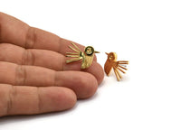 Gold Bird Earring, 2 Gold Plated Brass Bird Stud Earrings (20x15x1.5mm) N1688 H0929