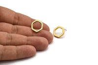 Gold Hexagon Earring, 4 Gold Plated Brass Hexagon Stud Earrings (14x2x2mm) D0134 A1318