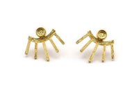 Gold Eye Earring, 2 Gold Plated Brass Eye Stud Earrings - Stone Setting - Pad Size 4mm (20x23x1.5mm) N1703