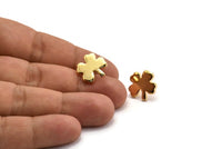 Gold Flower Earring, 2 Gold Plated Brass Flower Stud Earrings (15x2mm) D1183 A1231