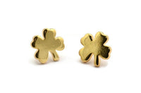 Gold Flower Earring, 2 Gold Plated Brass Flower Stud Earrings (15x2mm) D1183 A1231