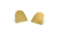 D Shaped Earring, 4 Gold Plated Brass D Shaped Stud Earrings (20x20x0.50mm) D0700 A2203
