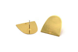 D Shaped Earring, 4 Gold Plated Brass D Shaped Stud Earrings (20x20x0.50mm) D0700 A2203