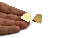D Shaped Earring, 4 Gold Plated Brass D Shaped Stud Earrings (20x20x0.50mm) D0700 A2203